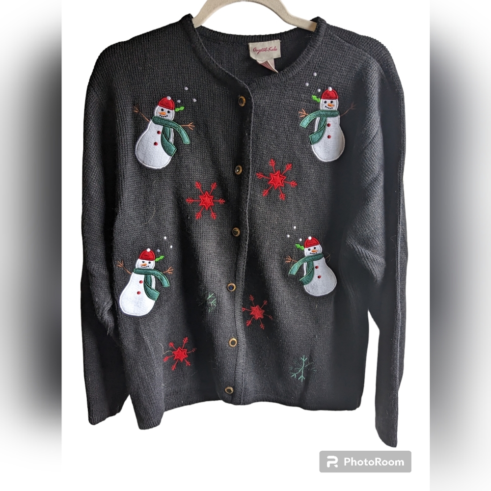 Crystal kole woman's snowman Christmas sweater M